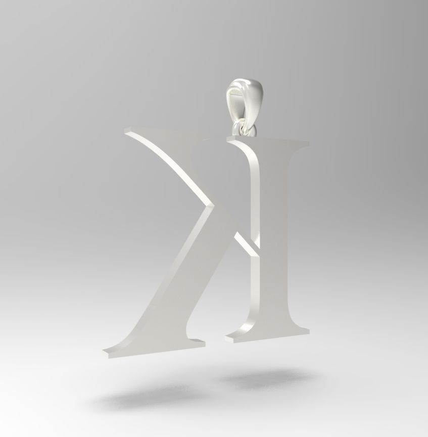 Alphabet Latin K 3D print model_7