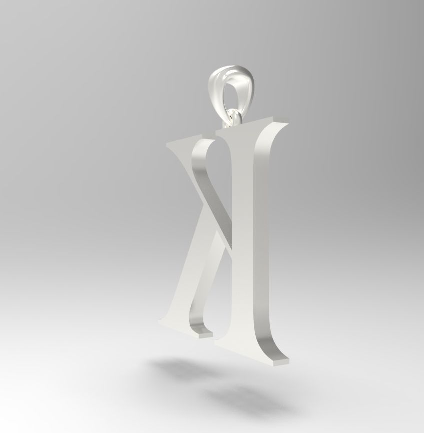 Alphabet Latin K 3D print model_13