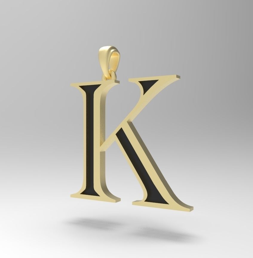 Alphabet Latin K 3D print model_25