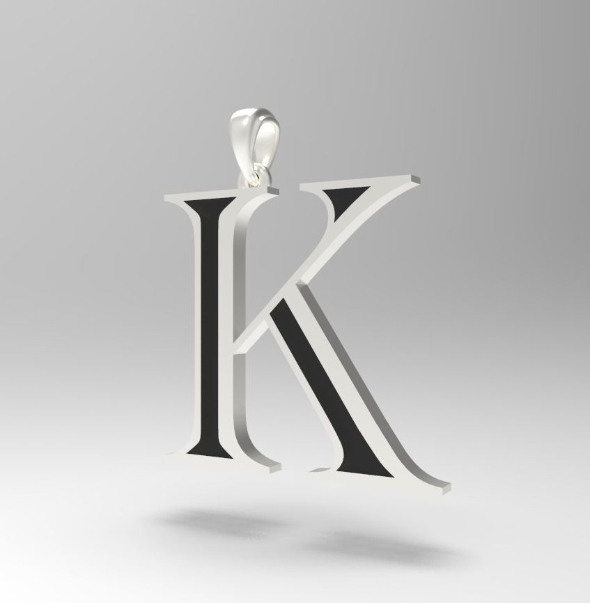 Alphabet Latin K 3D print model_26