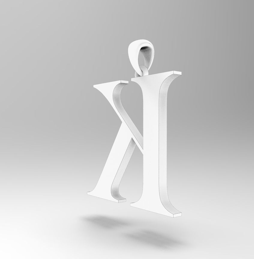Alphabet Latin K 3D print model_9