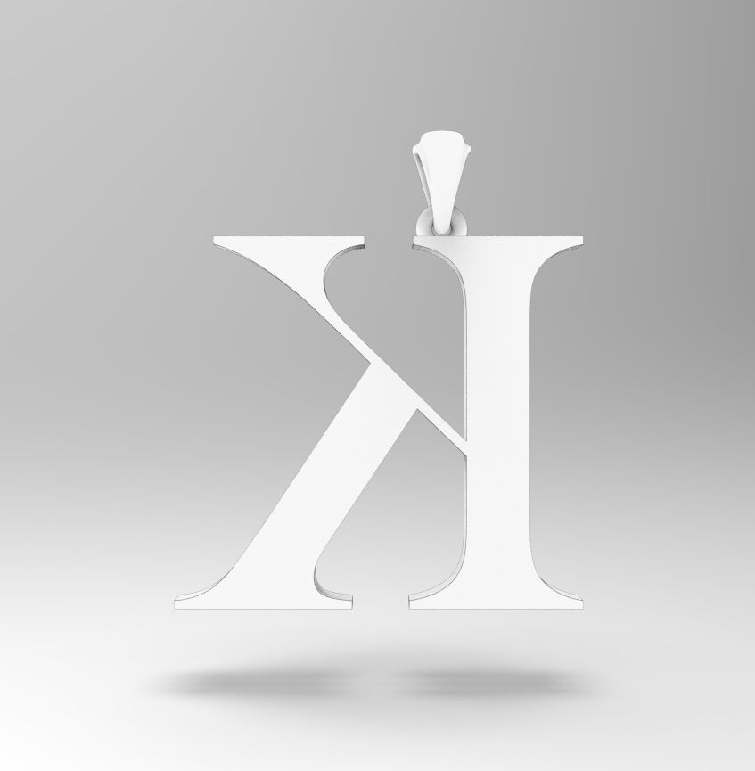 Alphabet Latin K 3D print model_2