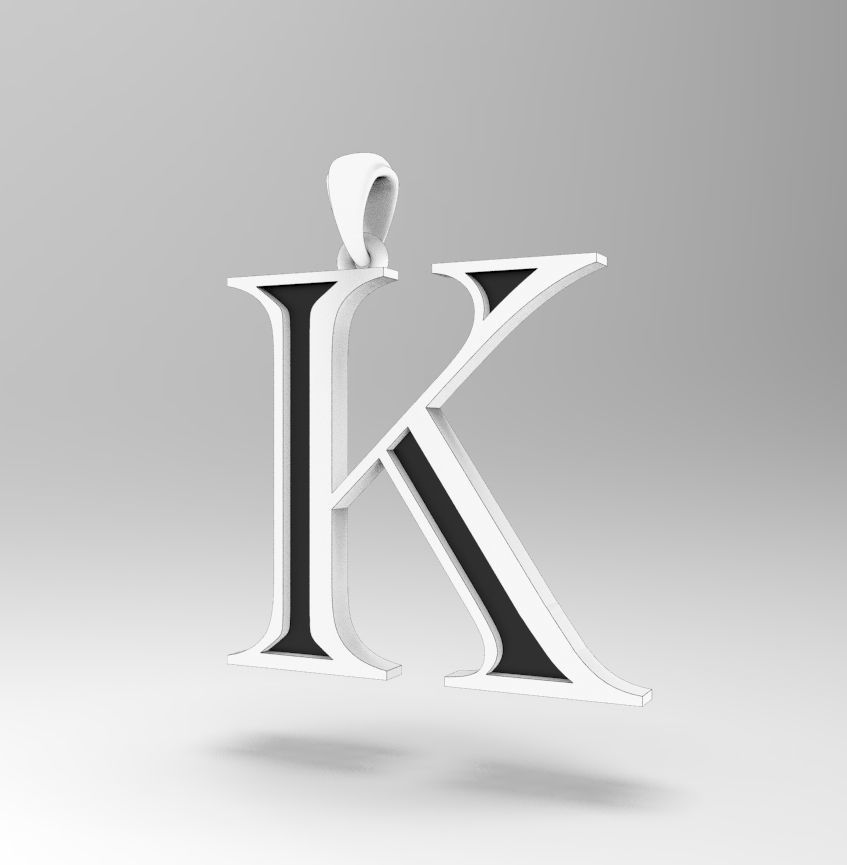 Alphabet Latin K 3D print model_18