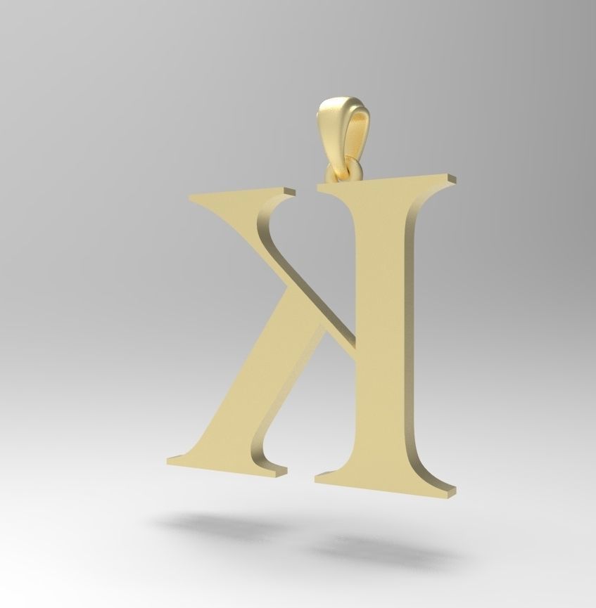 Alphabet Latin K 3D print model_8