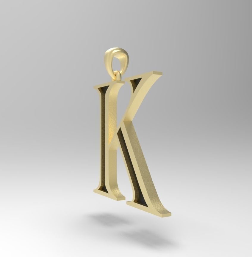 Alphabet Latin K 3D print model_27
