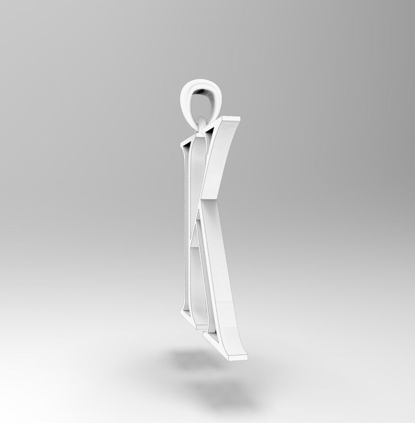 Alphabet Latin K 3D print model_21