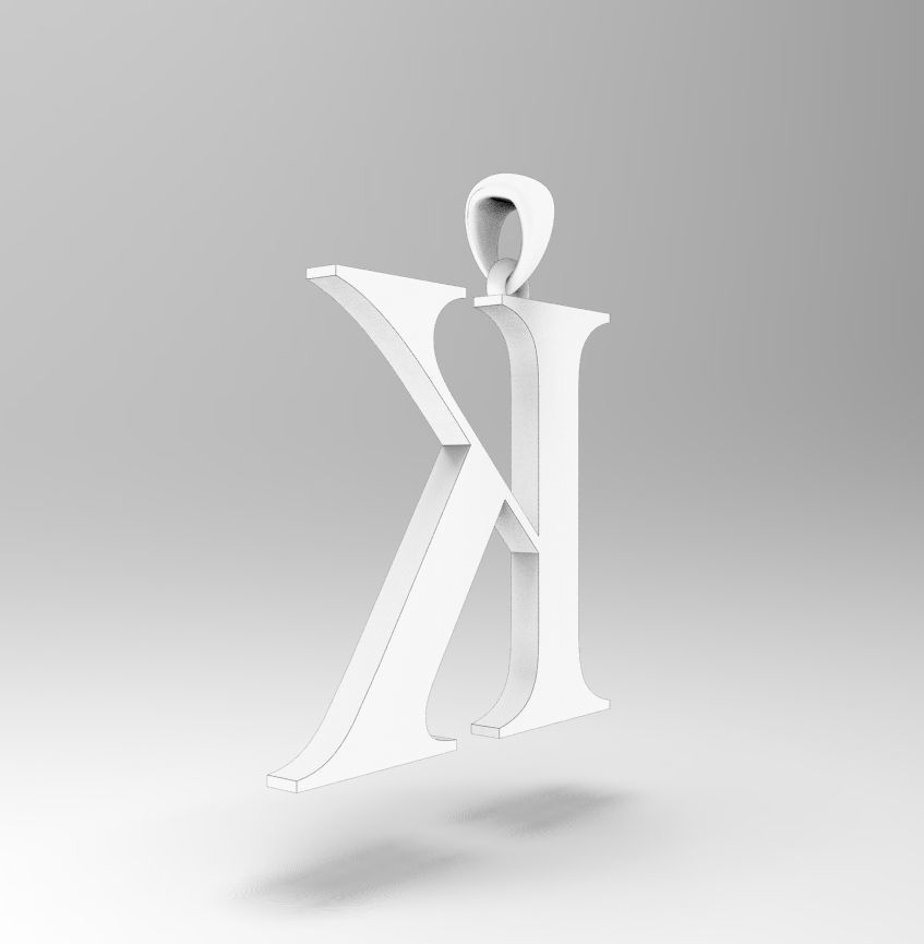 Alphabet Latin K 3D print model_23