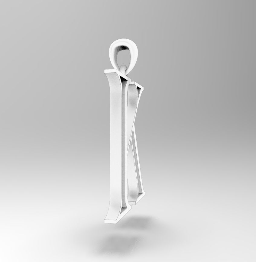 Alphabet Latin K 3D print model_12