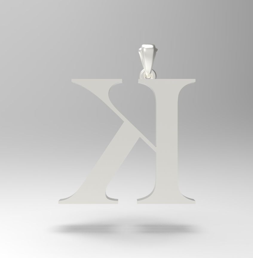 Alphabet Latin K 3D print model_3