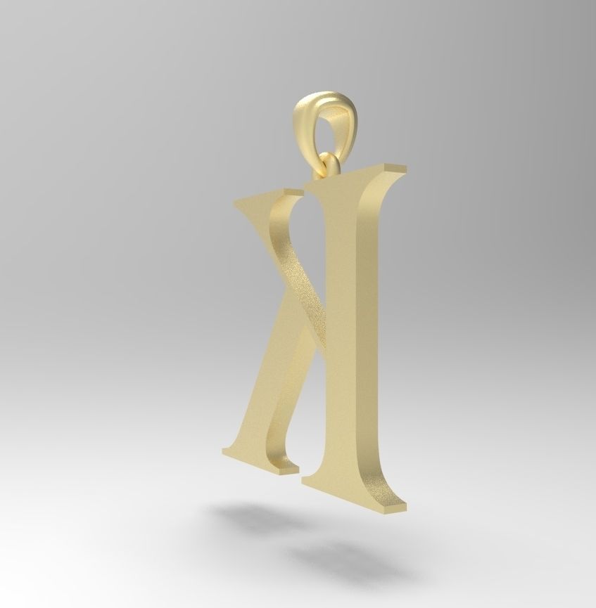 Alphabet Latin K 3D print model_11