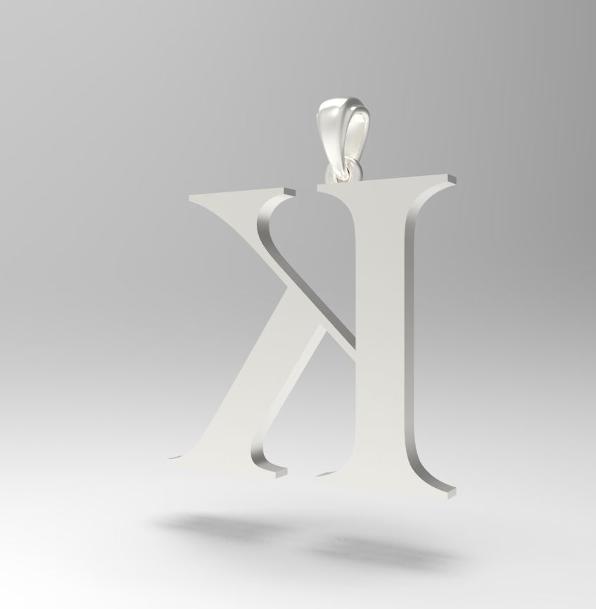 Alphabet Latin K 3D print model_10