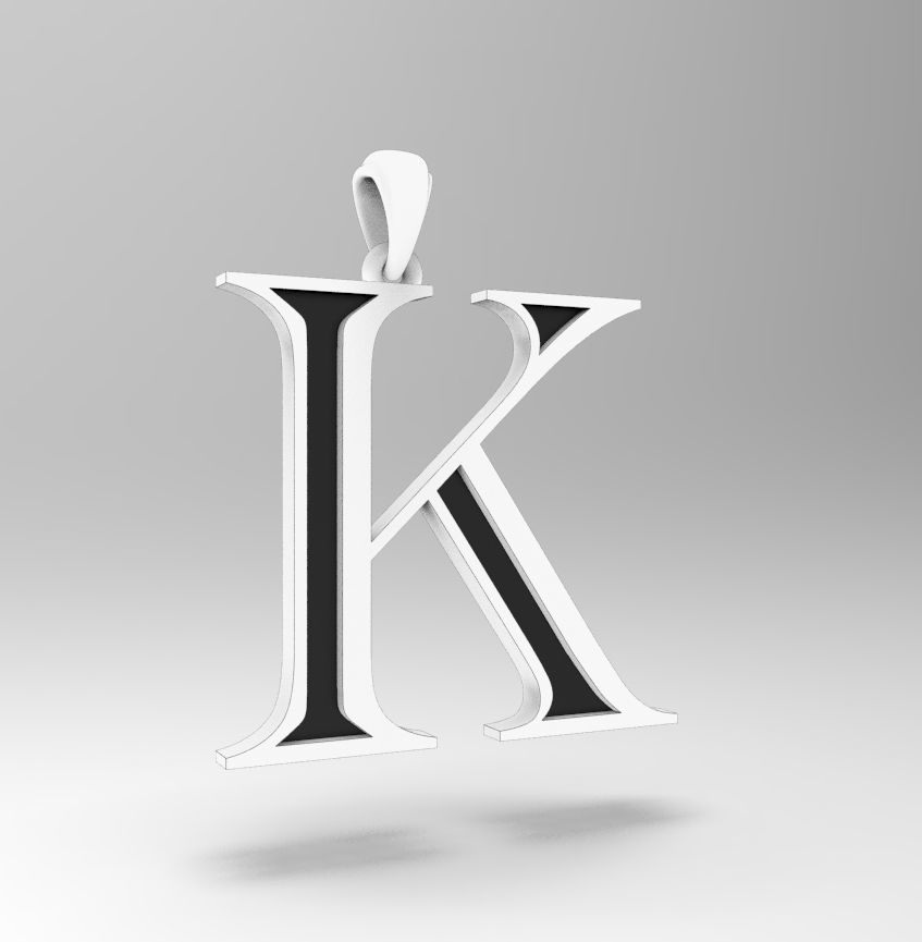 Alphabet Latin K 3D print model_15
