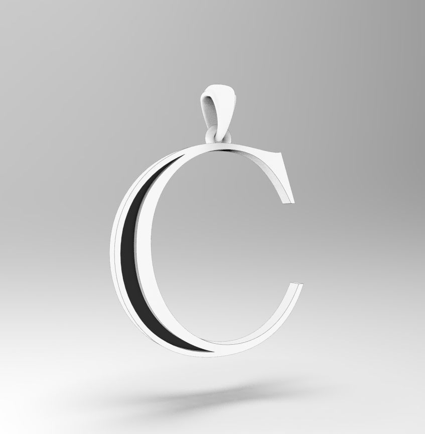 Alphabet Latin C 3D print model_12