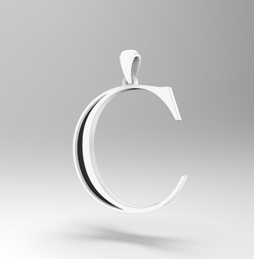 Alphabet Latin C 3D print model_13