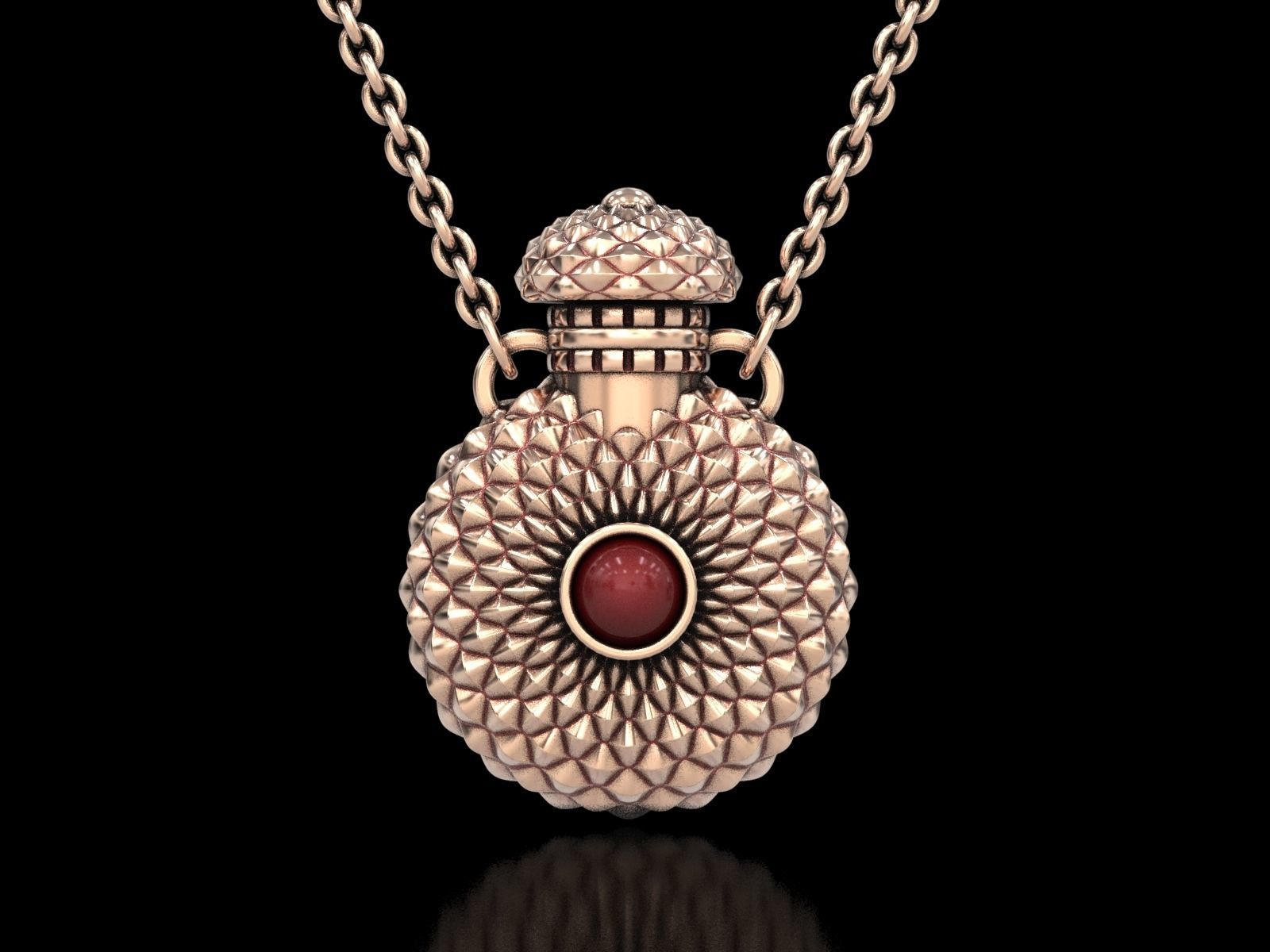 Round Textured Perfume Bottle Pendant 3D print model_2