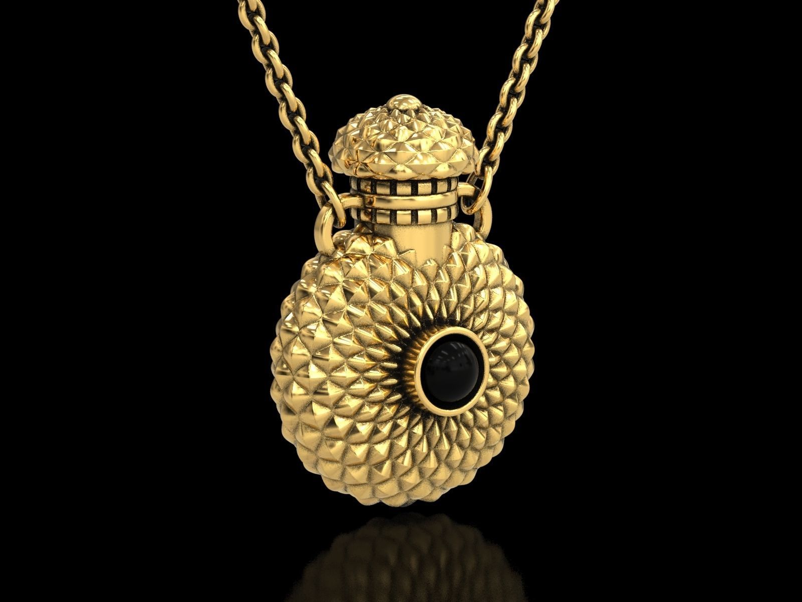 Round Textured Perfume Bottle Pendant 3D print model_12