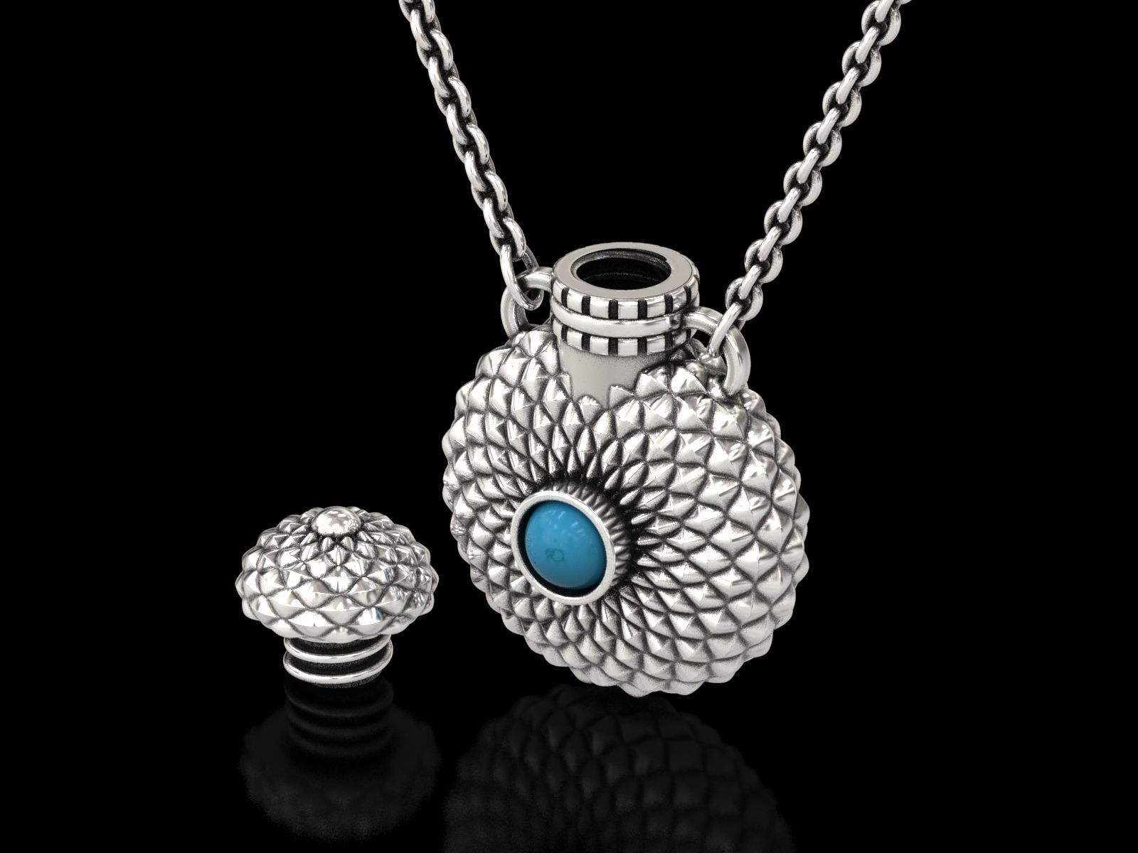 Round Textured Perfume Bottle Pendant 3D print model_4