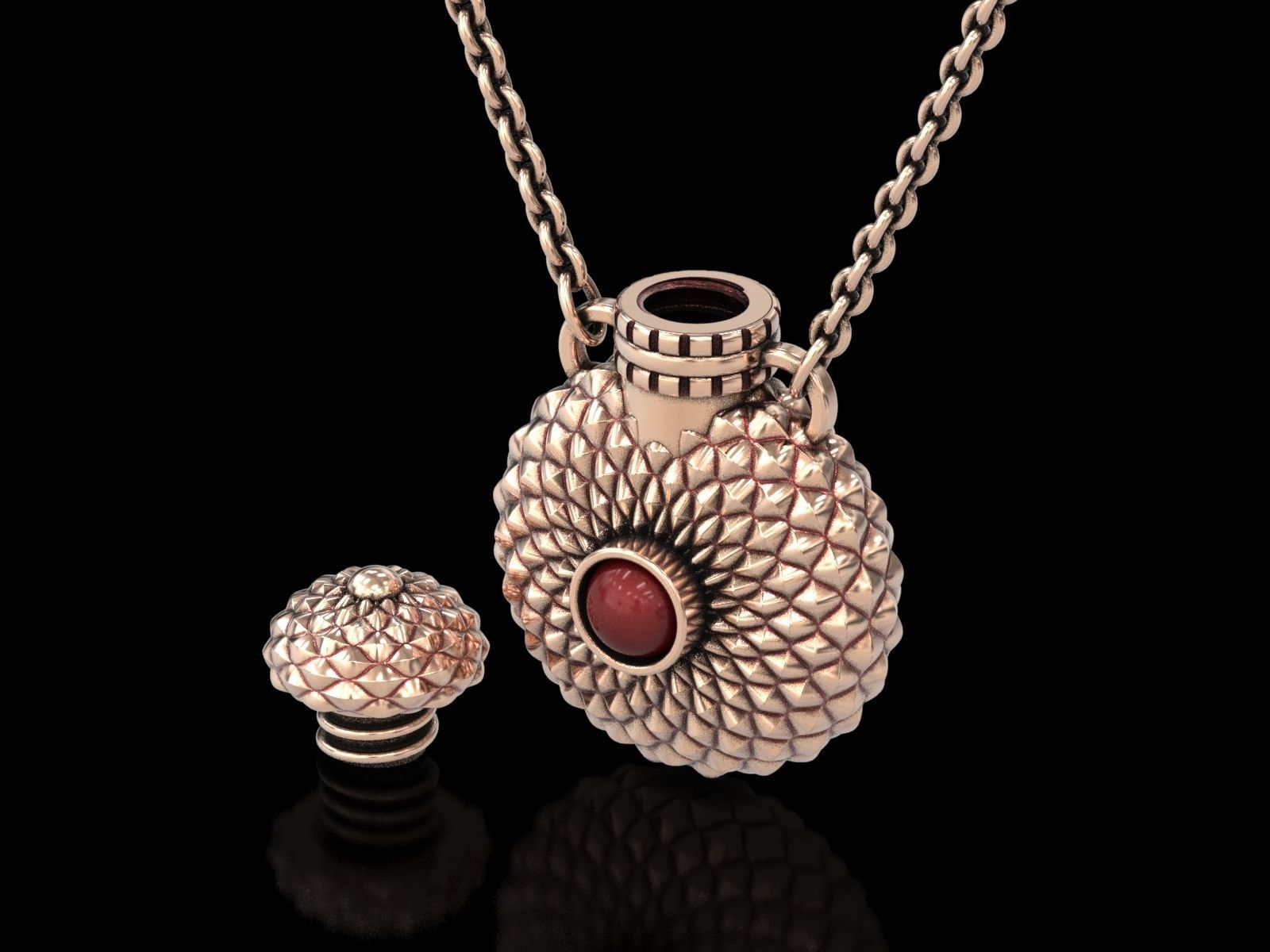 Round Textured Perfume Bottle Pendant 3D print model_19