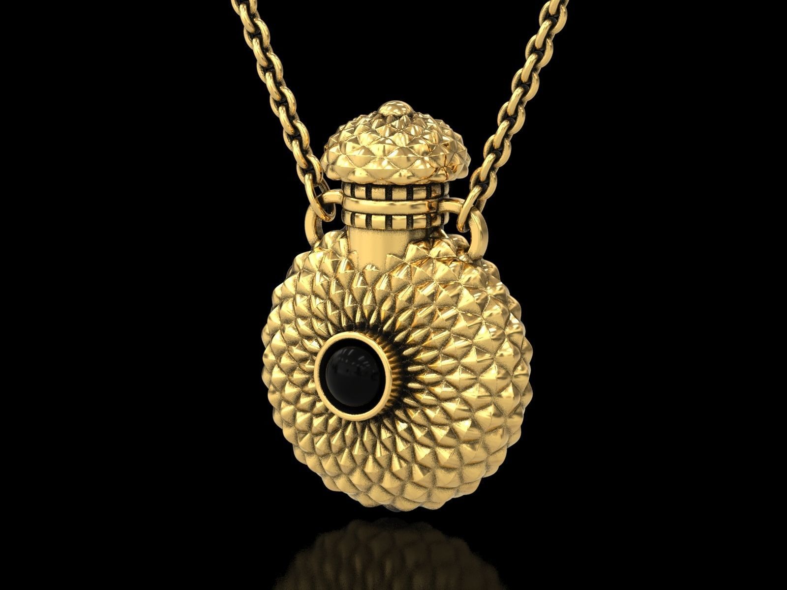 Round Textured Perfume Bottle Pendant 3D print model_11