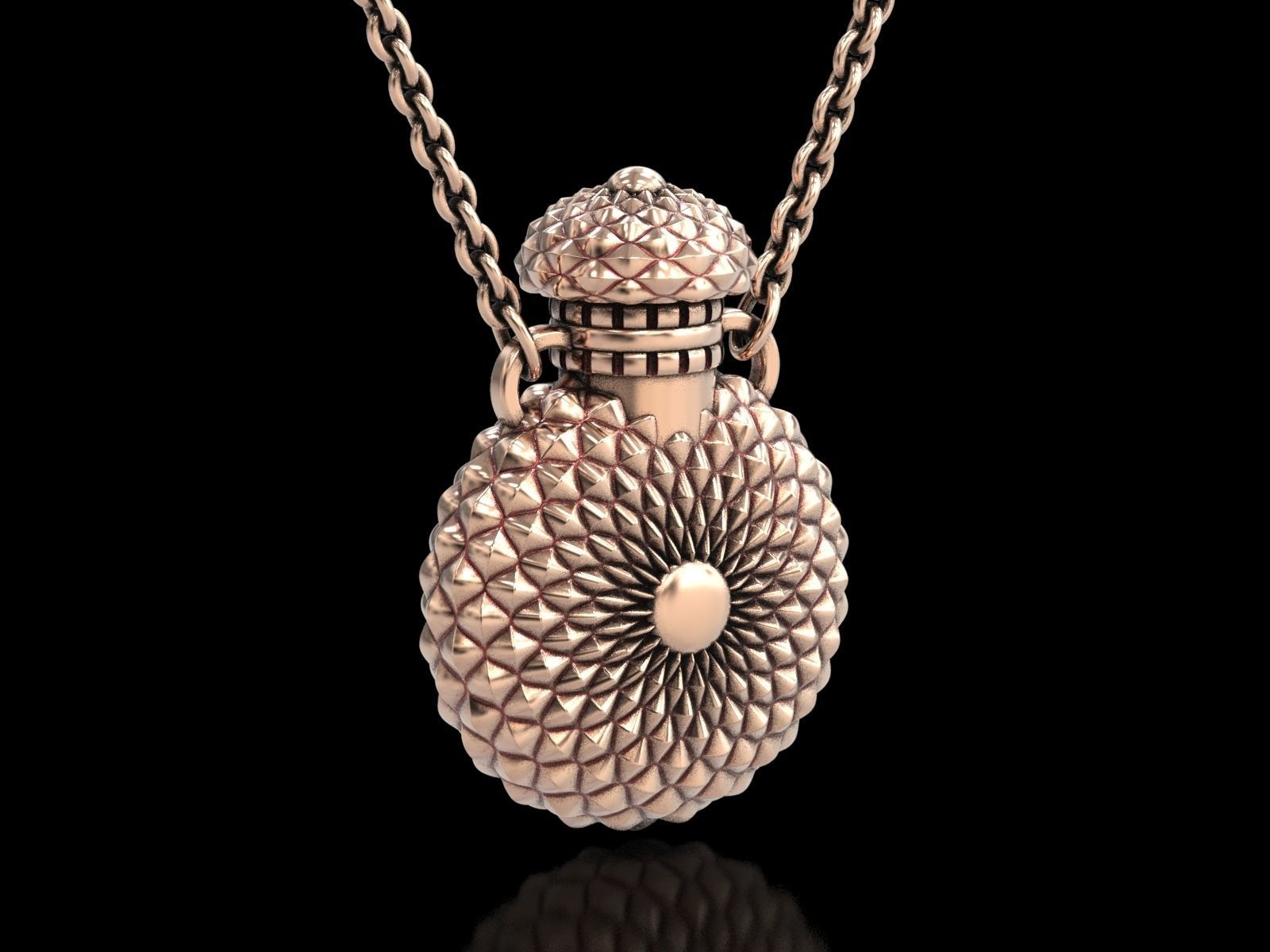 Round Textured Perfume Bottle Pendant 3D print model_14