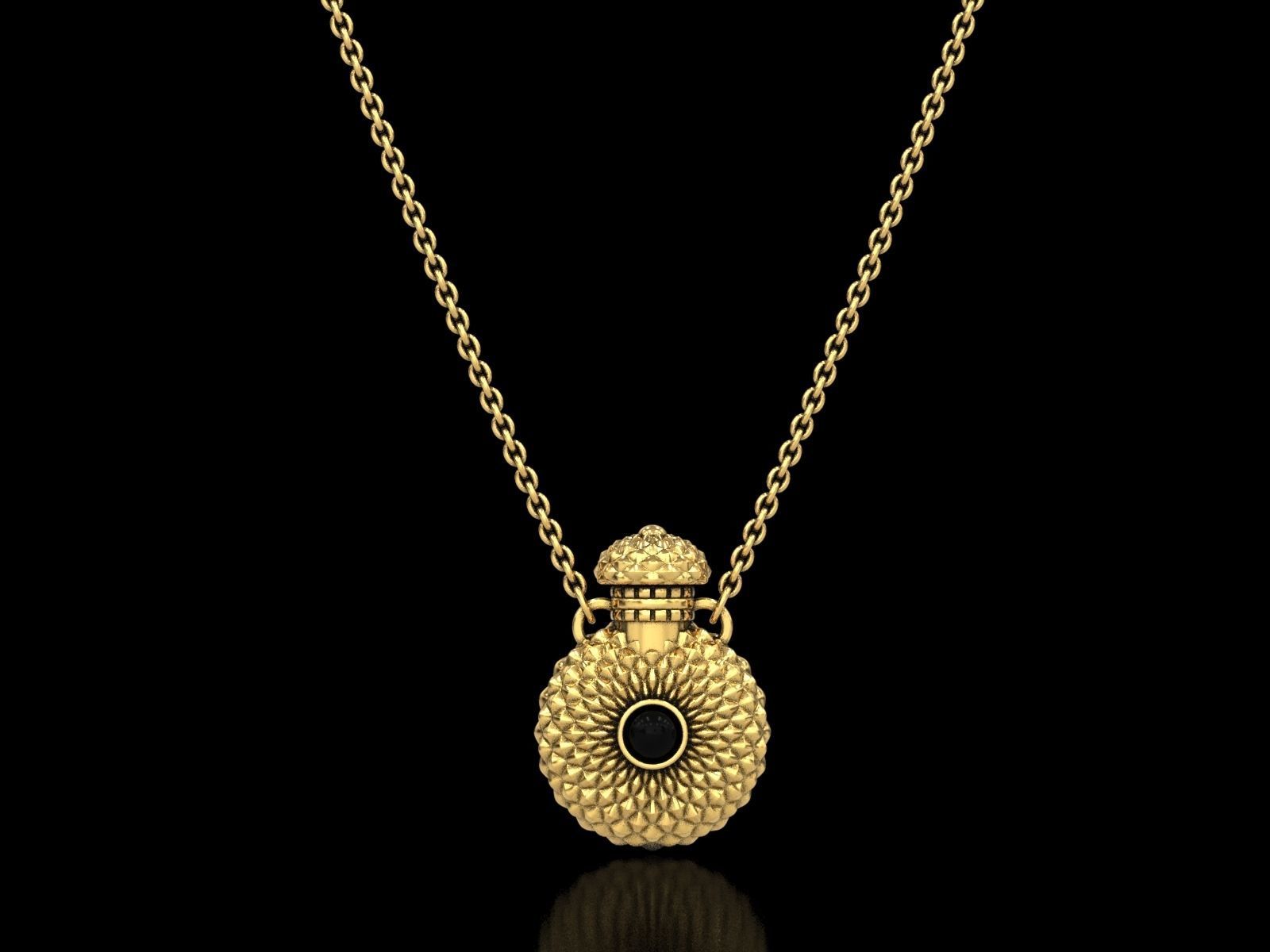 Round Textured Perfume Bottle Pendant 3D print model_10