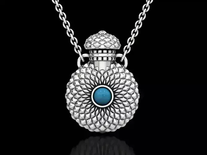 Round Textured Perfume Bottle Pendant