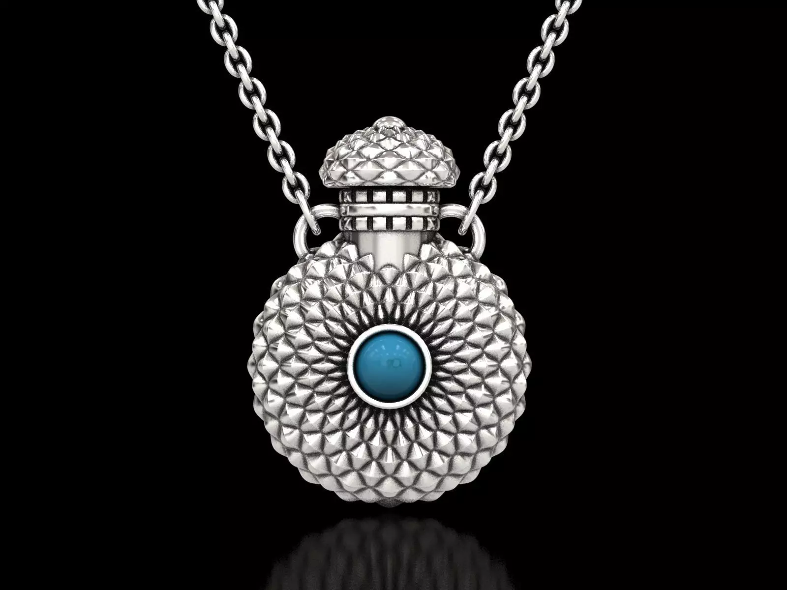 Round Textured Perfume Bottle Pendant 3D print model_0