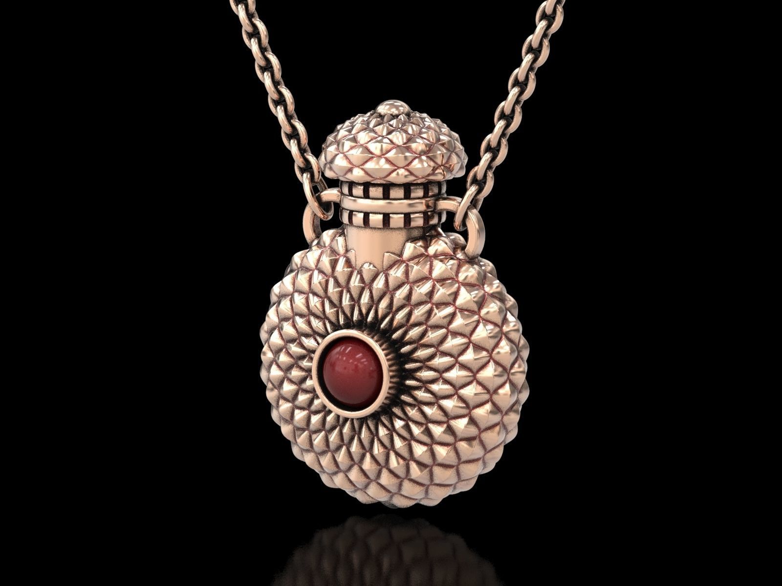 Round Textured Perfume Bottle Pendant 3D print model_16