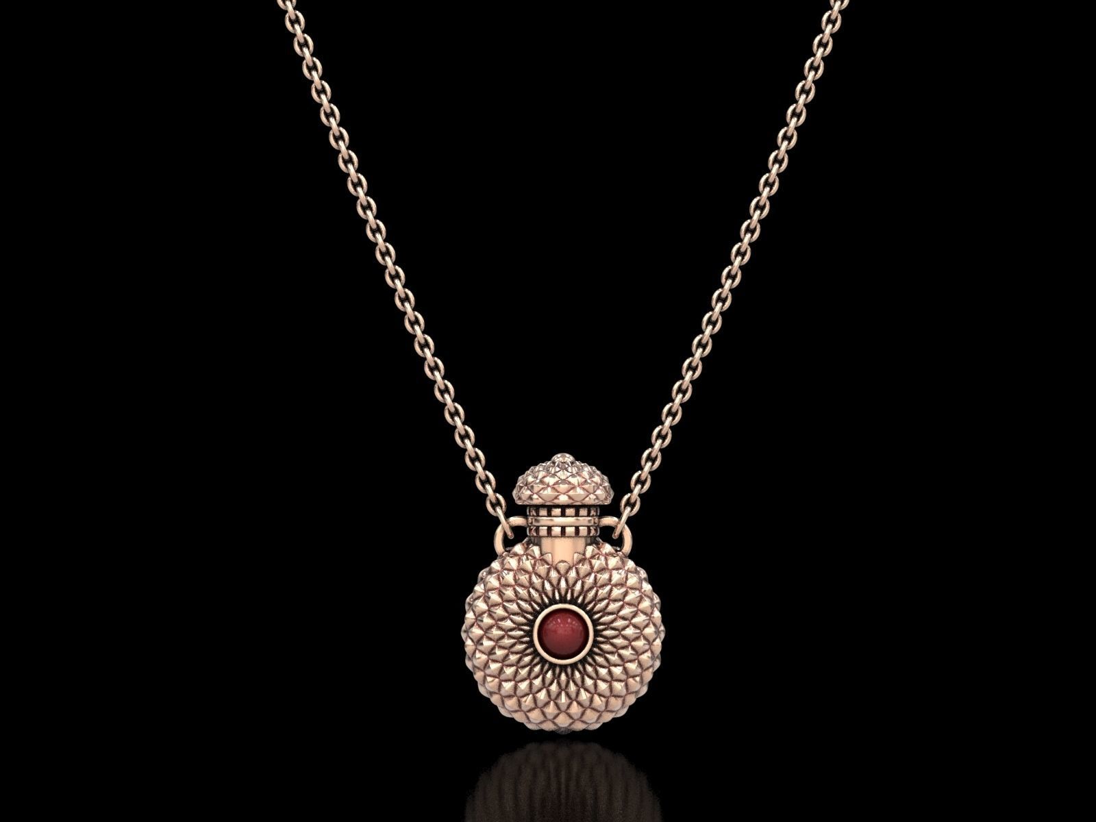 Round Textured Perfume Bottle Pendant 3D print model_17