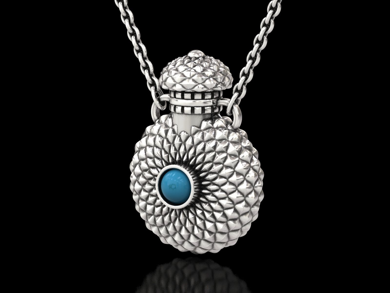 Round Textured Perfume Bottle Pendant 3D print model_3