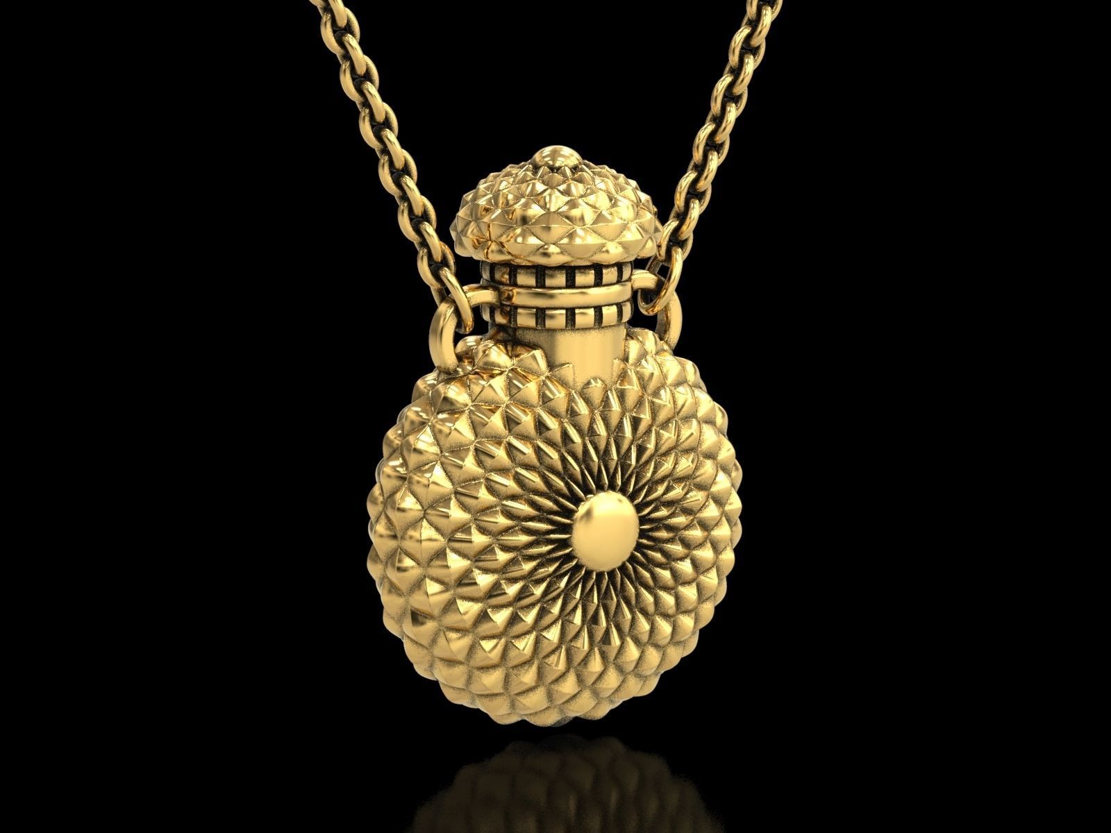 Round Textured Perfume Bottle Pendant 3D print model_13