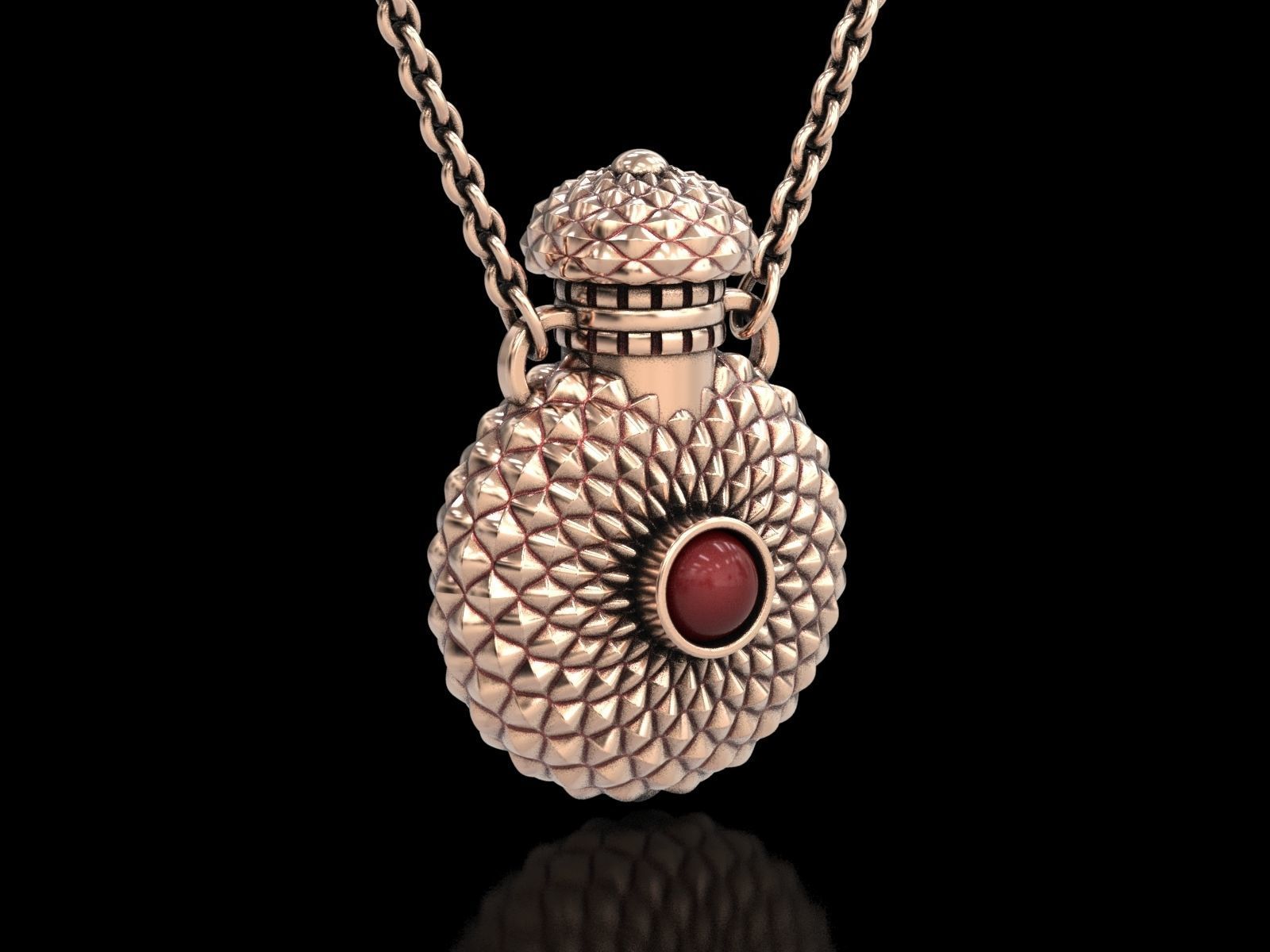 Round Textured Perfume Bottle Pendant 3D print model_15