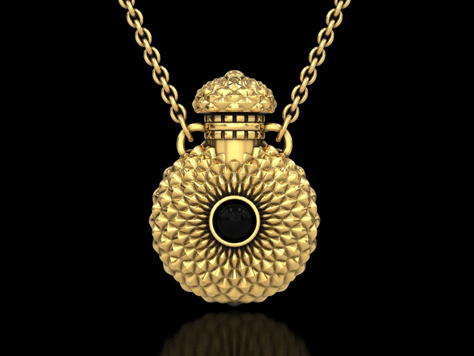 Round Textured Perfume Bottle Pendant 3D print model_1