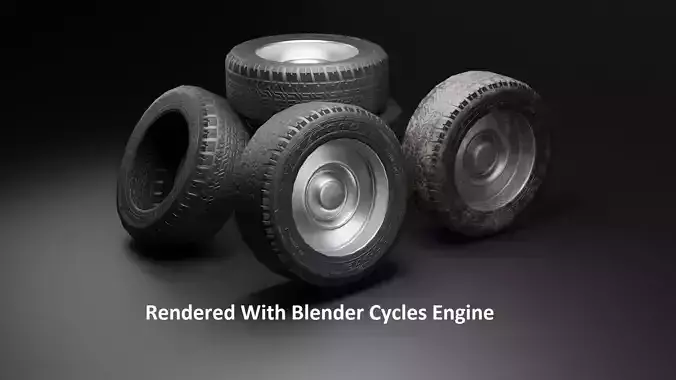 3D Car Tyre and Wheel Low-poly 3D model