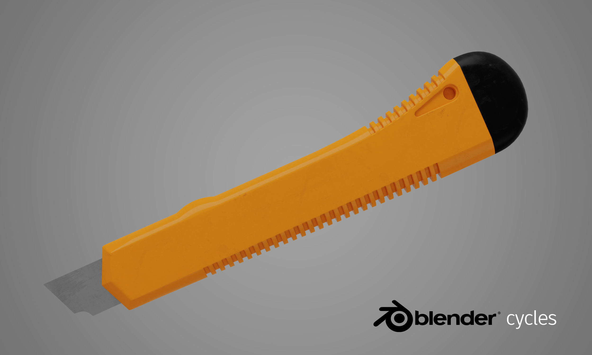 Cutter orange knife with handle 3D model_3