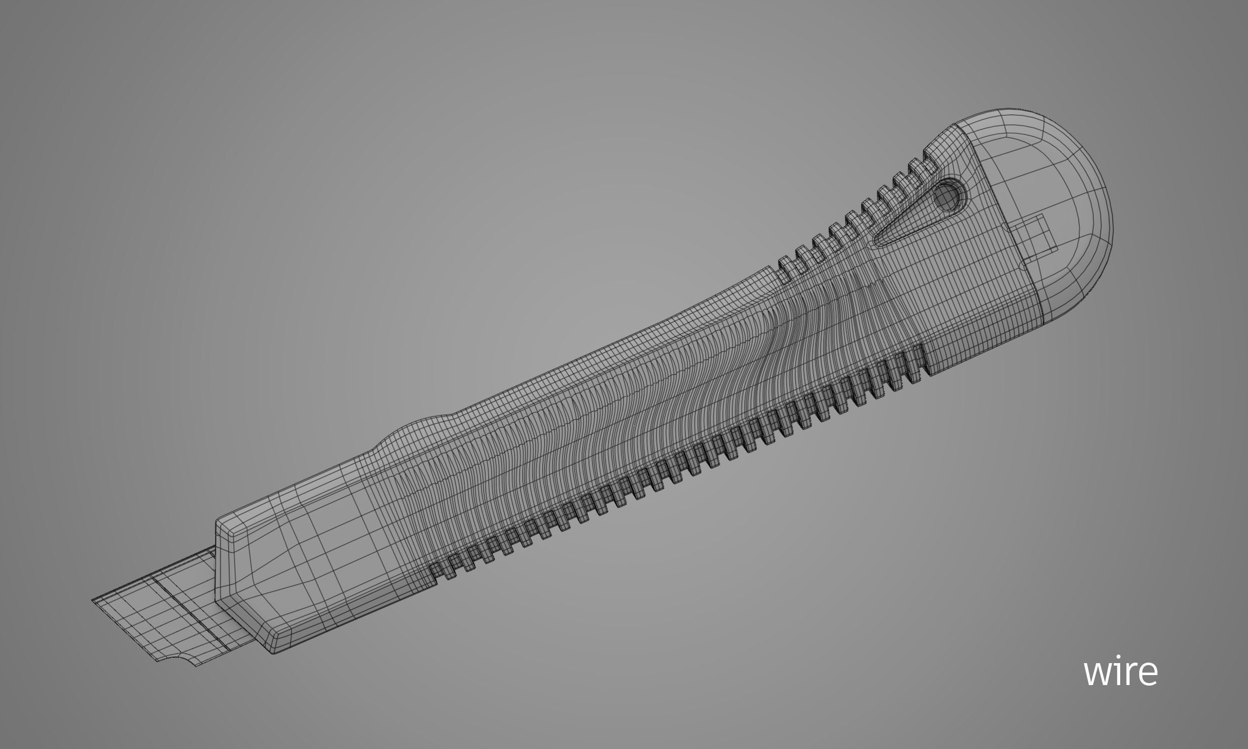 Cutter orange knife with handle 3D model_13