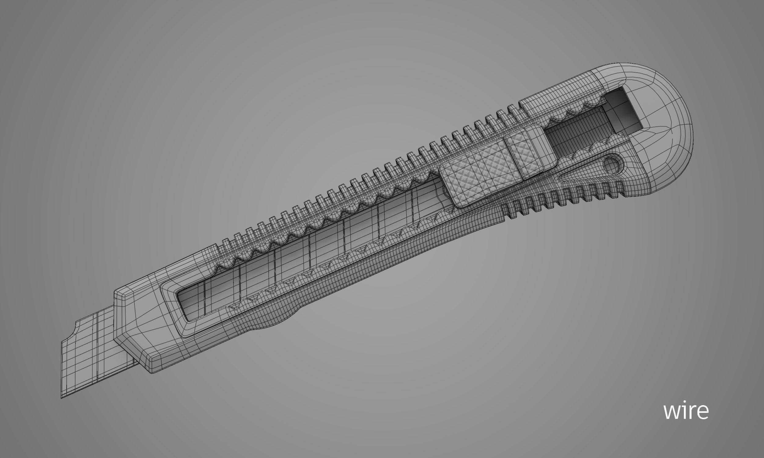 Cutter orange knife with handle 3D model_12