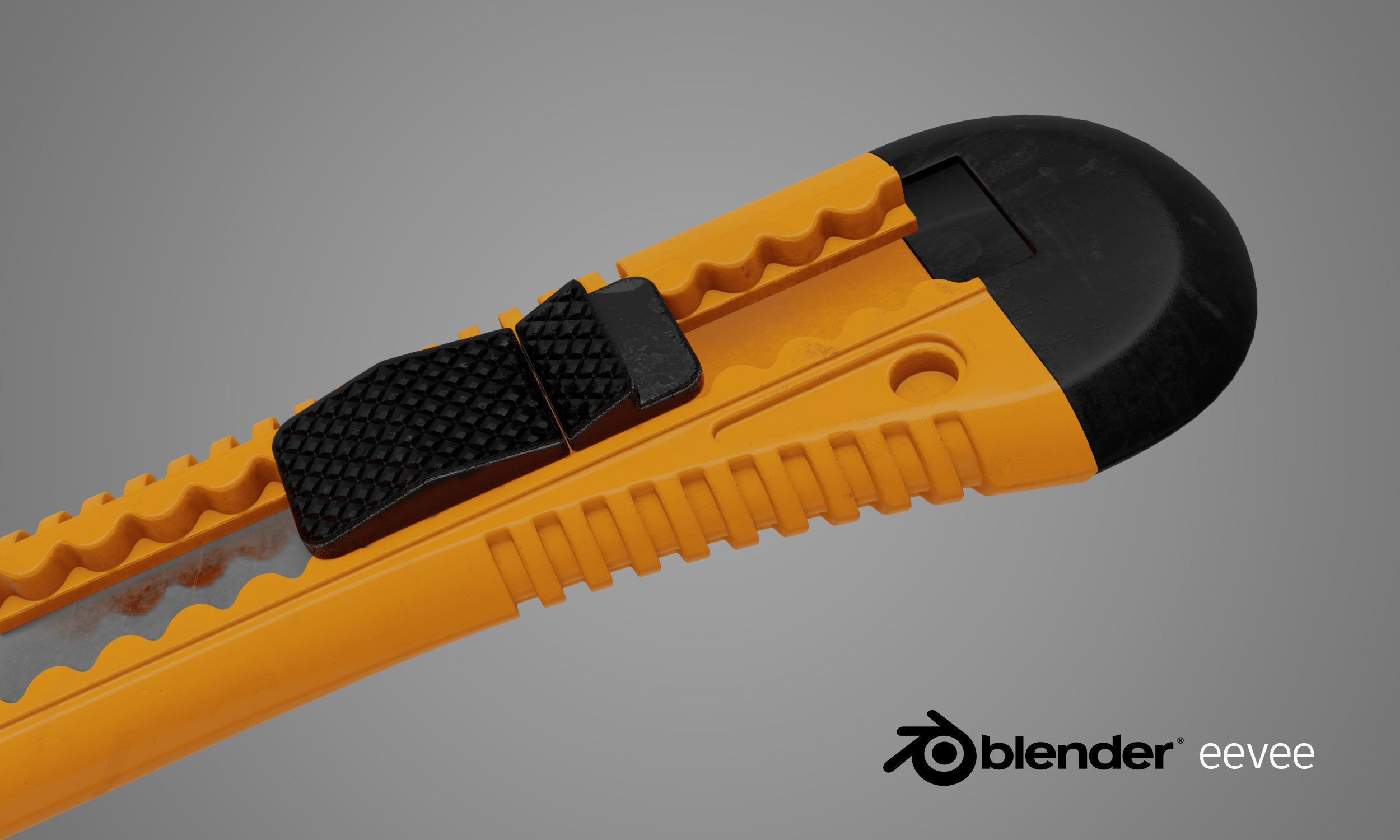 Cutter orange knife with handle 3D model_11