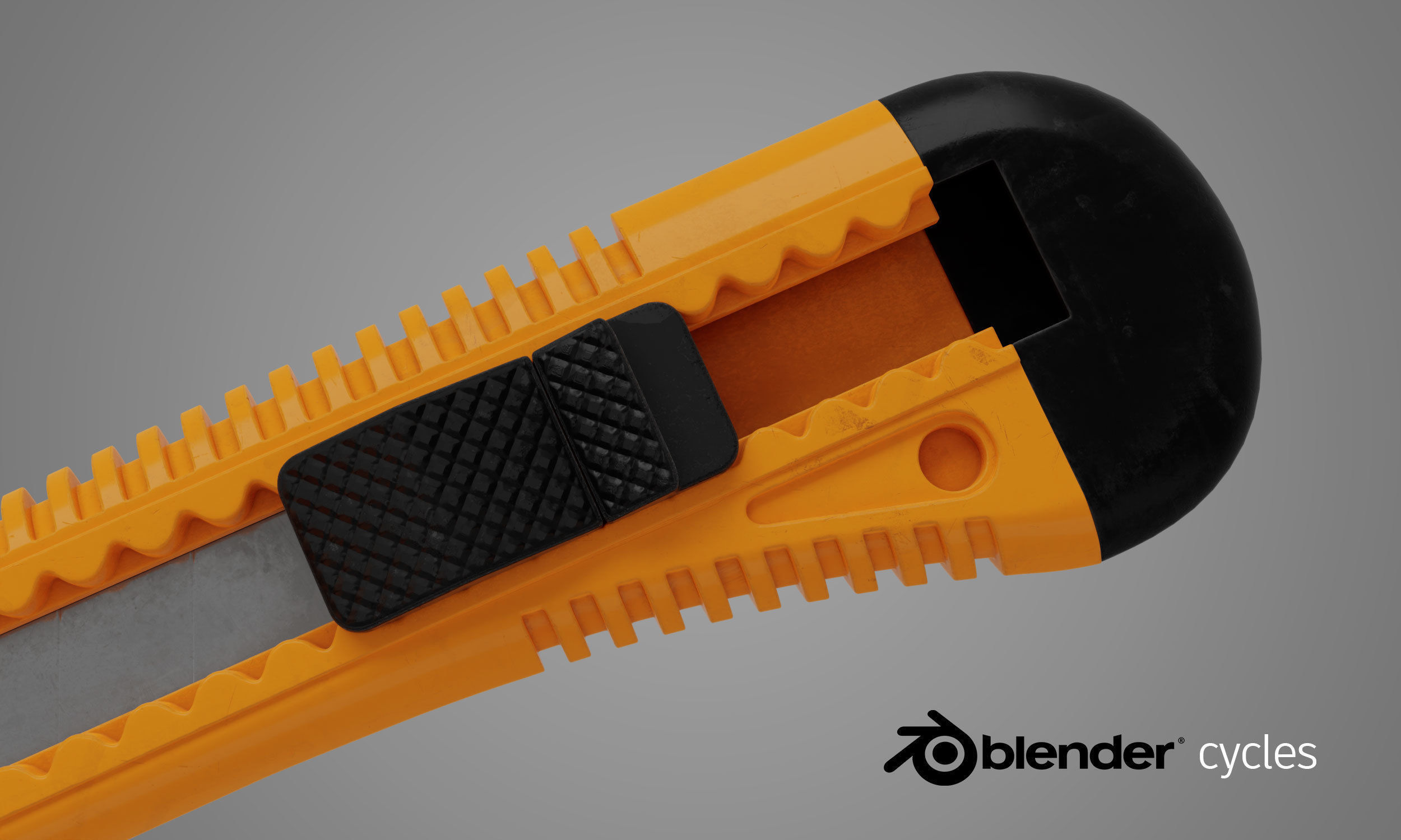 Cutter orange knife with handle 3D model_4