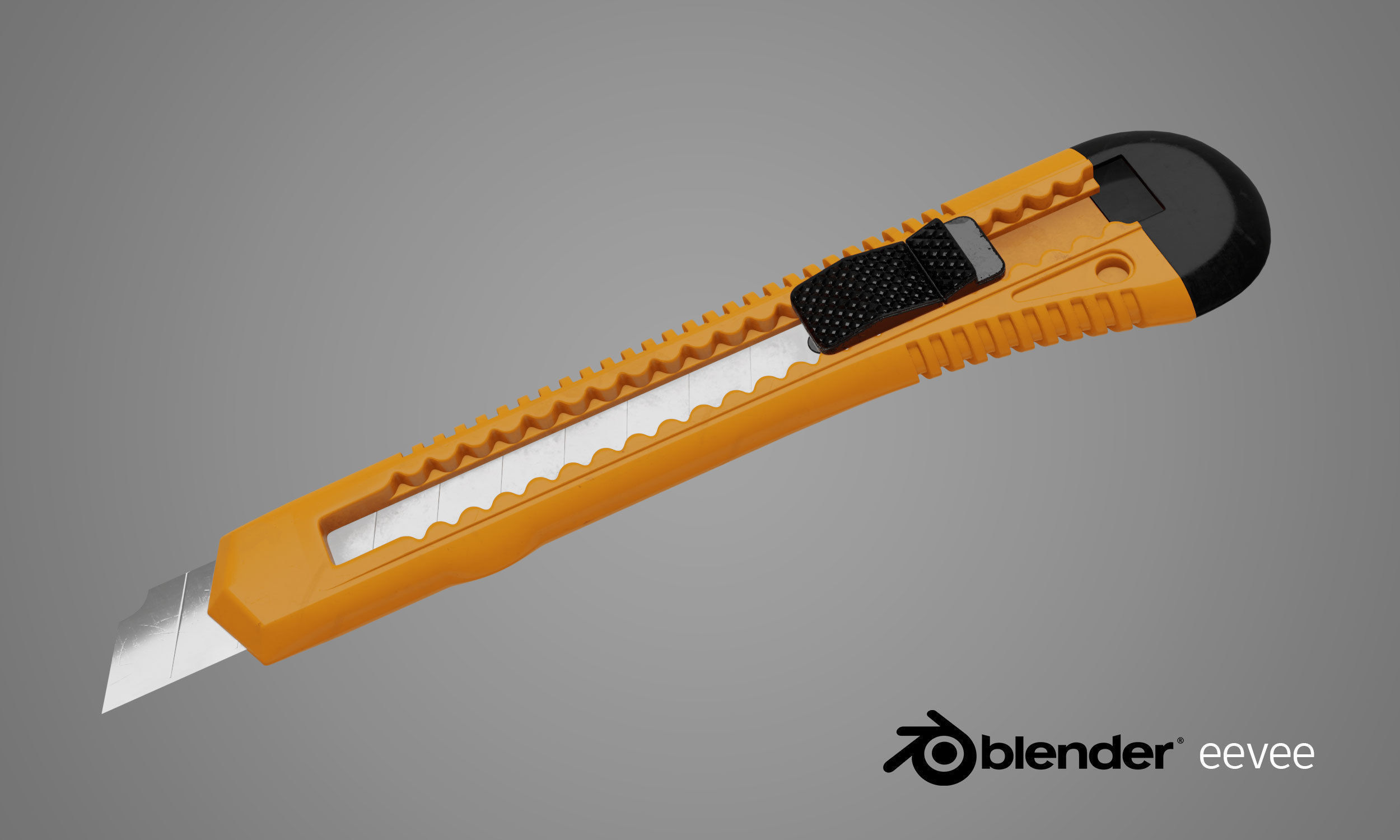 Cutter orange knife with handle 3D model_6