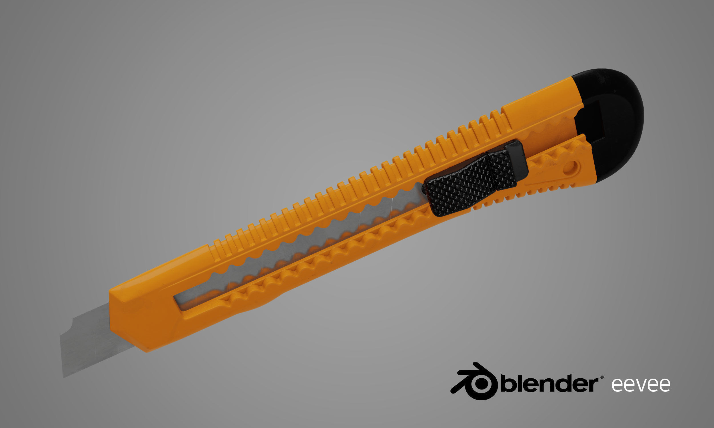 Cutter orange knife with handle 3D model_7