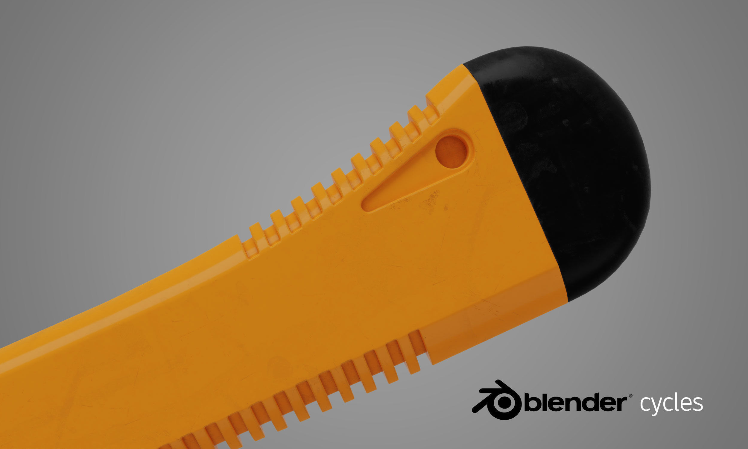 Cutter orange knife with handle 3D model_5