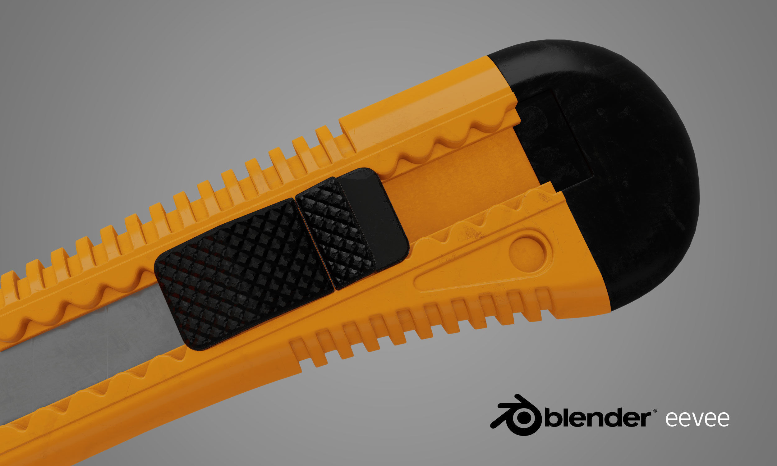 Cutter orange knife with handle 3D model_9