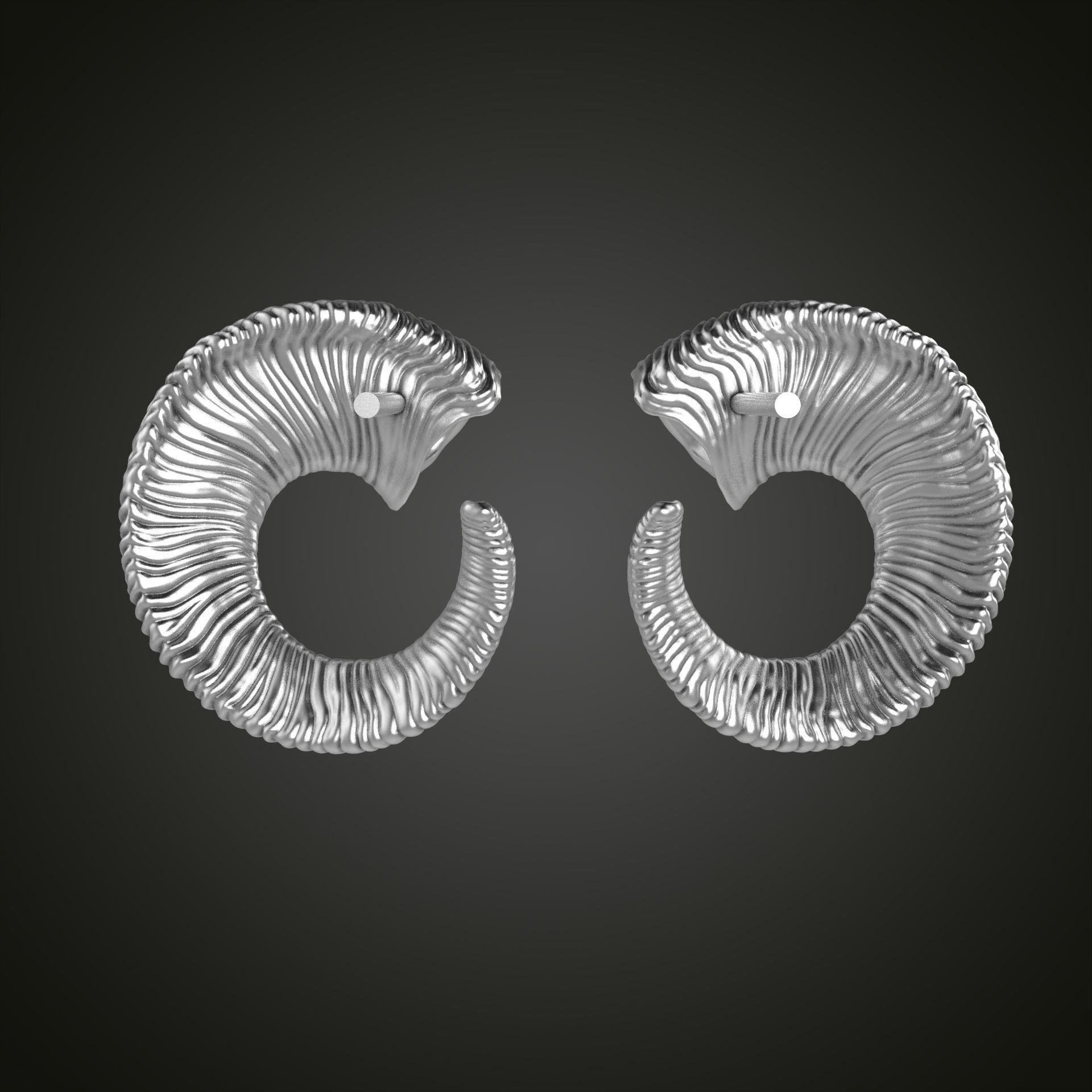 Horn earrings 3D print model_20