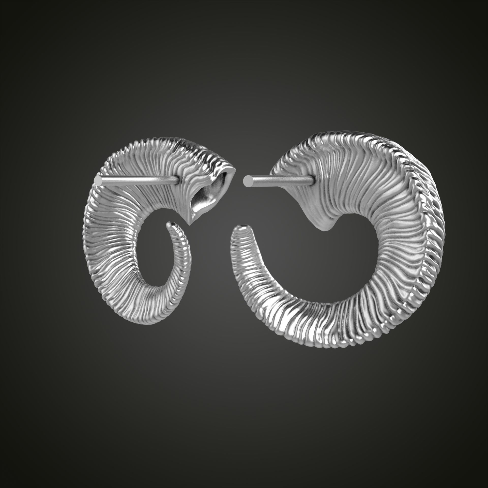 Horn earrings 3D print model_24