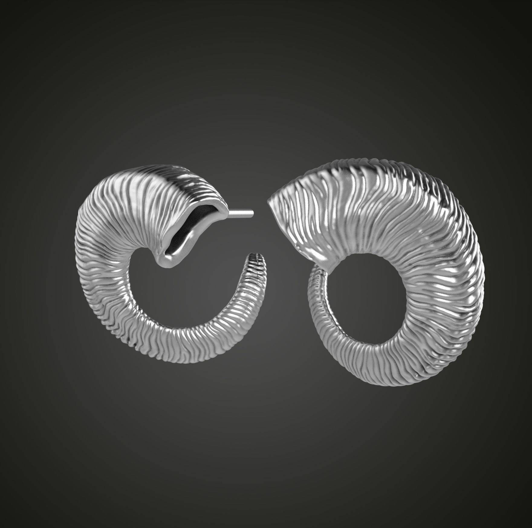 Horn earrings 3D print model_4