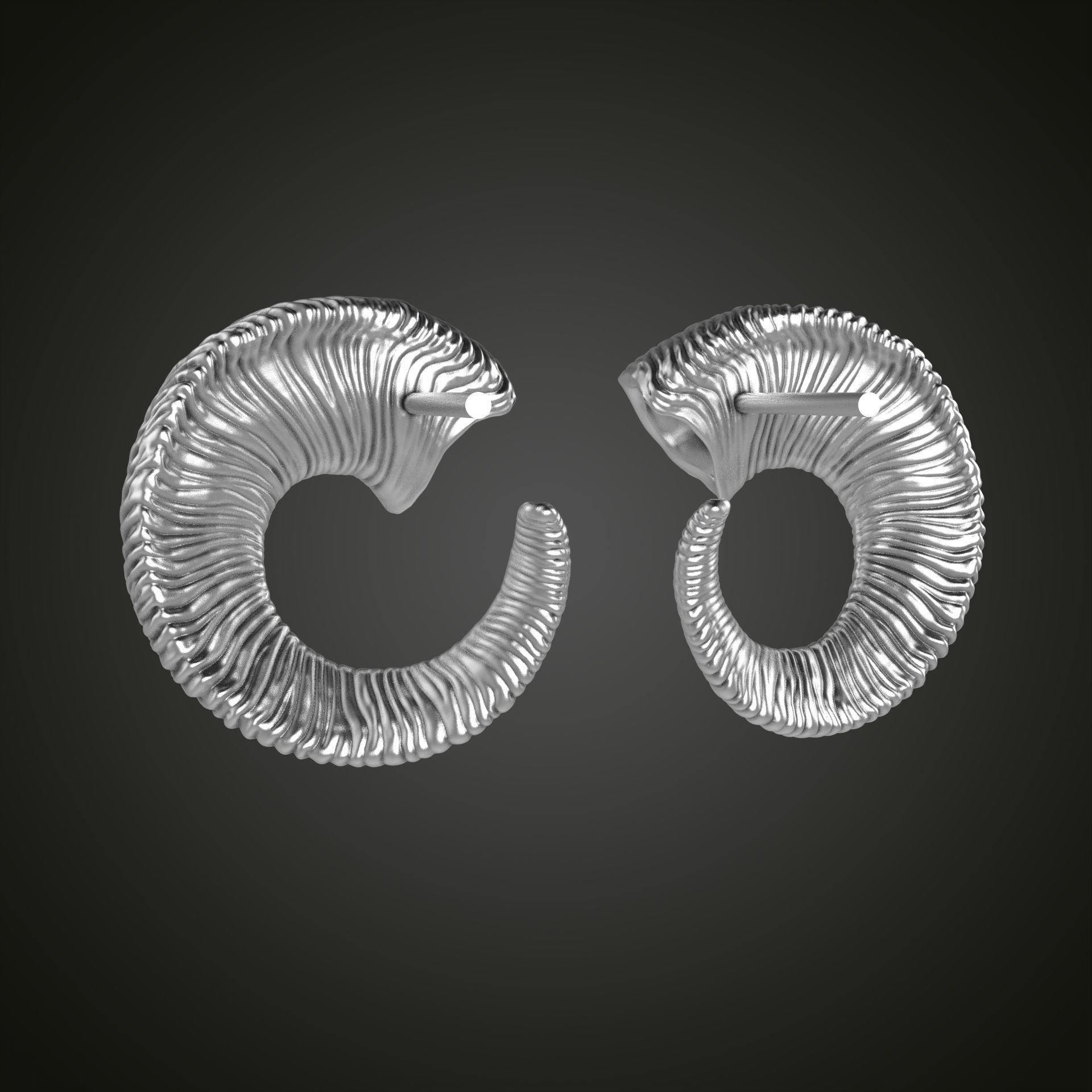 Horn earrings 3D print model_19