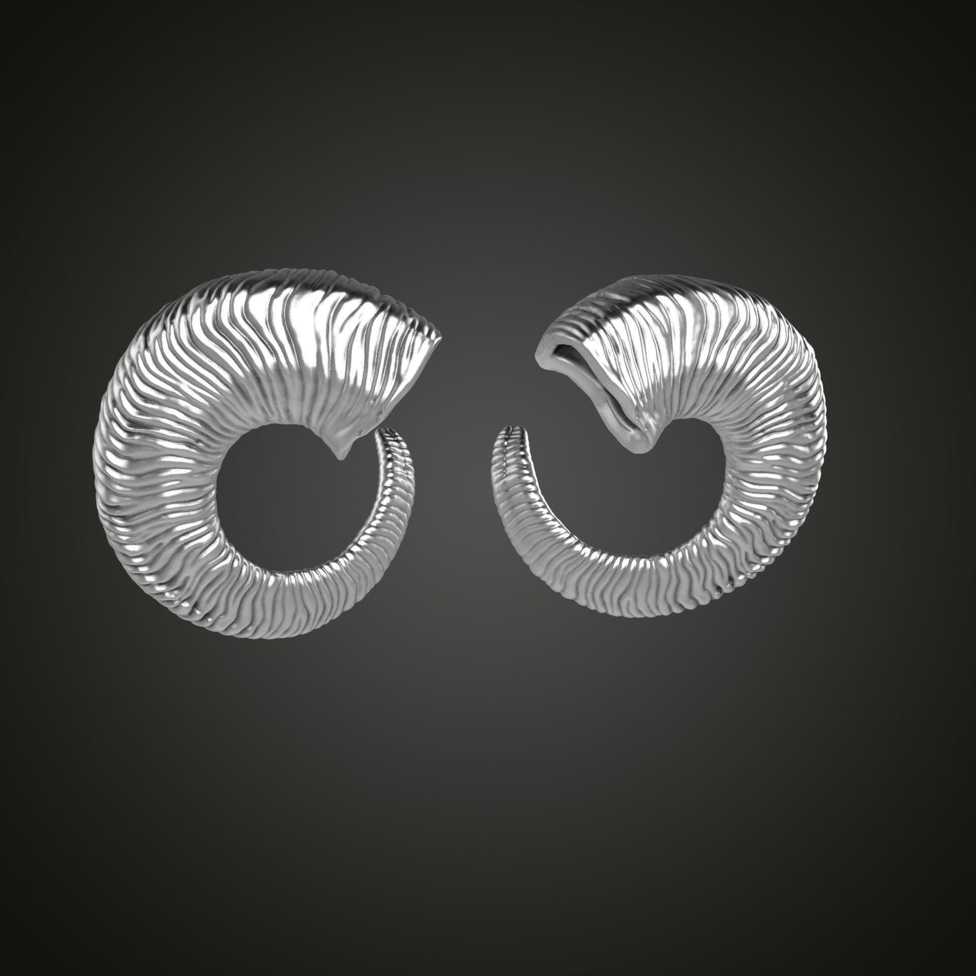 Horn earrings 3D print model_1