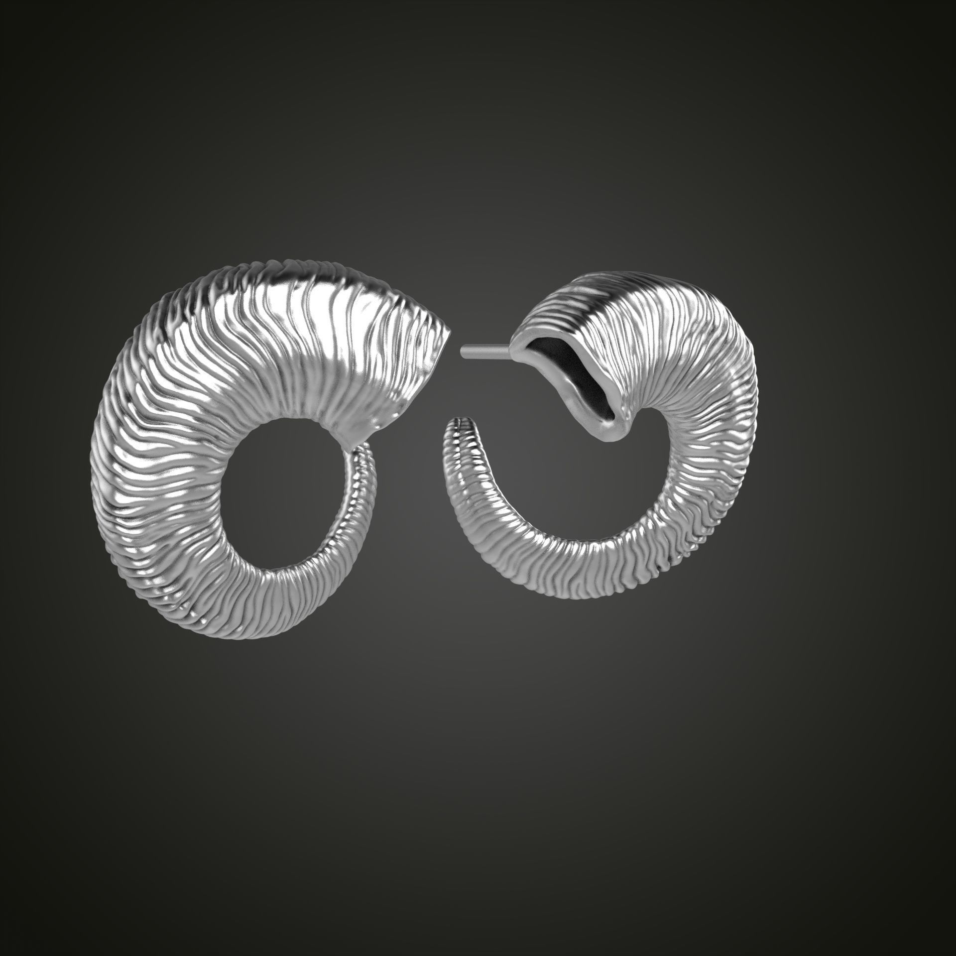 Horn earrings 3D print model_8