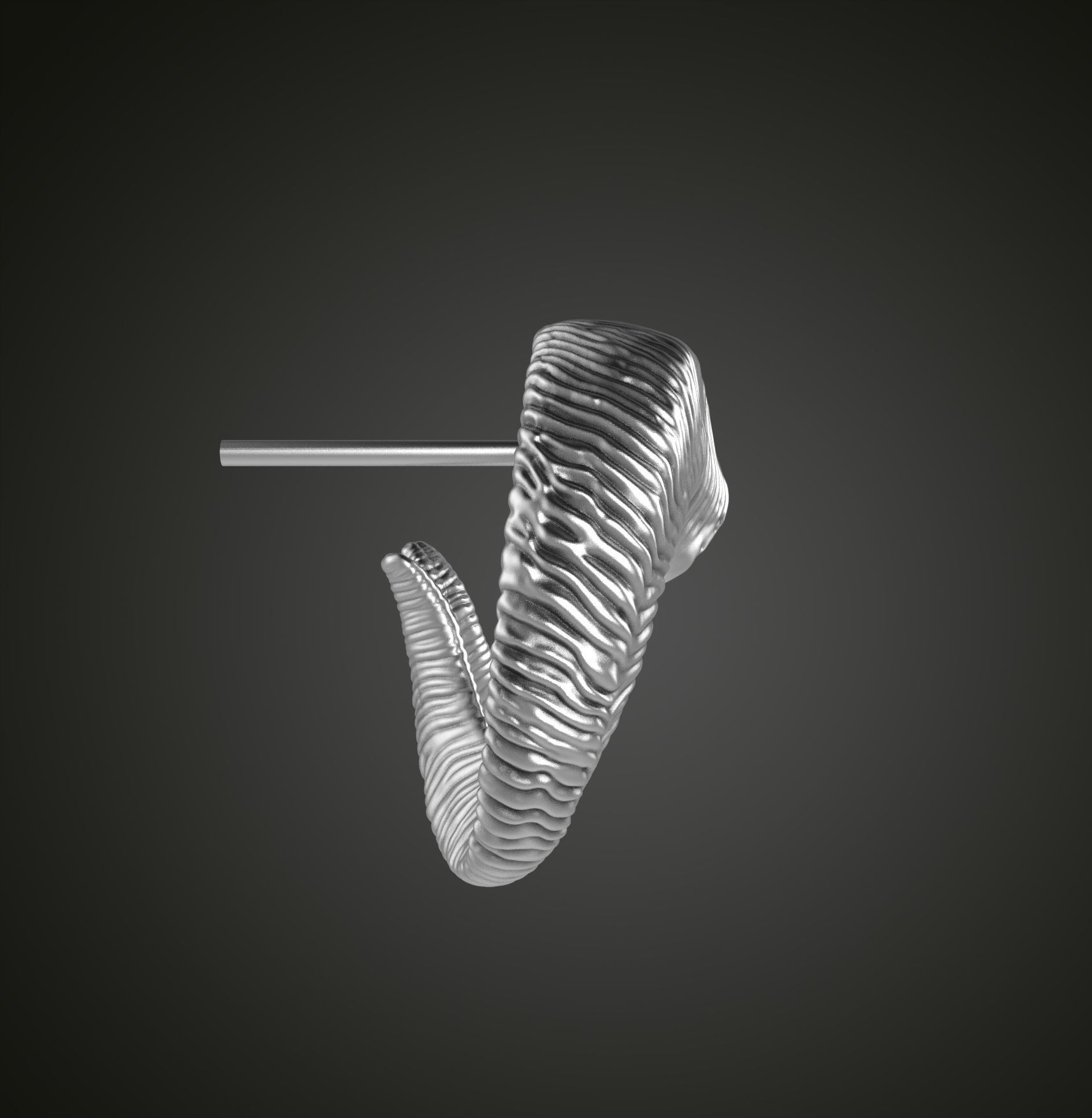 Horn earrings 3D print model_5